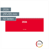 Querterminbuch Mod. 772 2026 | 297×105 mm, Karton, rot